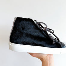 Load image into Gallery viewer, P448 Star Genuine Calf Hair High Top Silhouette Sneaker Black 39