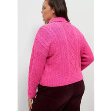 Load image into Gallery viewer, Anthropologie Payton 1/4 Zip Cable-Knit Pullover Sweater Pink XS