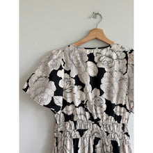 Load image into Gallery viewer, Anthropologie Somerset Tiered Floral Pattern Maxi Dress Black White M
