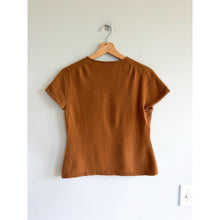 Load image into Gallery viewer, Country Shop 100% Cashmere Crew Neck Short Sleeve Blouse Brown S
