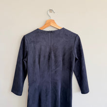Load image into Gallery viewer, J. McLaughlin Sia Faux Suede Twist Front 3/4 Sleeve Sheath Mini Dress Blue XS