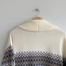 Load image into Gallery viewer, Evereve Fair Isle Knit Open-Front Mid-Length Cardigan Cream Blue S