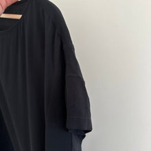 Load image into Gallery viewer, Eileen Fisher Silk Round Neck Short Sleeve Pullover Dress Black M