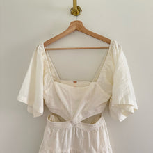 Load image into Gallery viewer, Free People Cross of Sunlight Cut Out Linen Mini Dress Ivory M