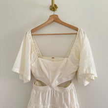 Load image into Gallery viewer, Free People Cross of Sunlight Cut Out Linen Mini Dress Ivory M