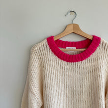 Load image into Gallery viewer, Lovers + Friends Colorblock Knit Oversized Sweater Cream Pink S NWT