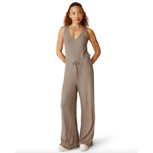 Load image into Gallery viewer, Beyond Yoga Jetsetter Rib Self Drawcord Waistband V-Neck Jumpsuit Birch L