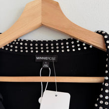 Load image into Gallery viewer, Minnie Rose Rhinestone Stud Embellished Bell Sleeve Sweater Black L NWT
