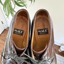 Load image into Gallery viewer, MARE Patent Leather Lace Up Almond-Toe Oxford Loafer Shoes Brown 38.5