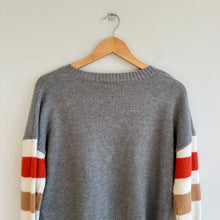 Load image into Gallery viewer, Z Supply V Neck Long Sleeve Stripe Sweater Gray XS