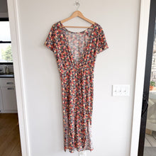 Load image into Gallery viewer, Sézane Robe Luce Floral Print Short Sleeve Maxi T-Shirt Dress Red Blue L NWT