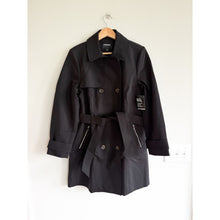 Load image into Gallery viewer, Express Double-Breasted Belted Outdoor Casual Trench Coat Black M NWT
