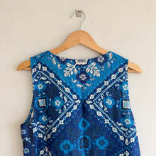 Load image into Gallery viewer, Johnny Was Drawstring Tank Linen Floral Patchwork Midi Tank Dress Blue M
