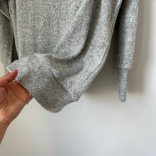 Load image into Gallery viewer, Allison Joy Shannon Cutout Cold Shoulder Cowl Neck Sweatshirt Heather Grey L NWT
