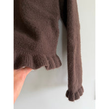Load image into Gallery viewer, Zara Ruffle Trim Knit Long Sleeve Mock Neck Pullover Sweater Brown S
