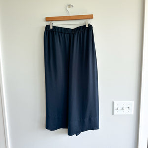 VINCE Wide Leg Satin Pull On Cropped Pants Blue M