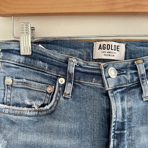 AGOLDE Sophie Skinny Distressed High Rise Medium Wash Jeans Blue 26