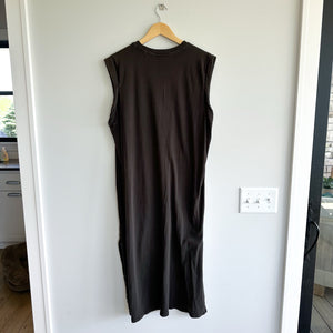 ATM Crew Neck Side Slits Pullover Sleeveless Midi Dress Black L