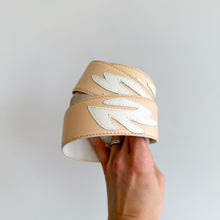 Load image into Gallery viewer, Escada Classic Embossed Pattern Design Leather Silver Buckle Belt Cream 40
