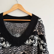 Load image into Gallery viewer, By Anthropologie Slouchy Textured V-Neck Long Sleeve Sweater Black M
