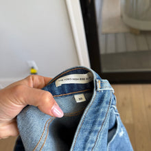 Load image into Gallery viewer, Denim Forum The Yoko High Rise Slim Button Fly Raw Hem Skinny Jeans Blue 30
