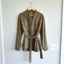 Load image into Gallery viewer, Free People In Our Nature Belted Cotton Cargo Jacket Green XS
