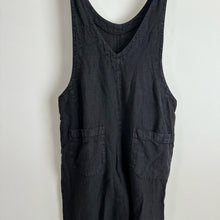 Load image into Gallery viewer, Cut Loose Solid Linen V-Neck Overalls Black XS
