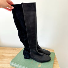 Load image into Gallery viewer, Stuart Weitzman Leather Suede Pull On Riding Boots Black 8.5

