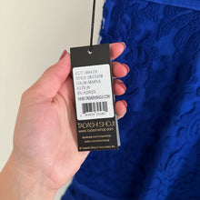Load image into Gallery viewer, Tadashi Shoji Embroidered Lace Blouson Waist Dress Marna Blue 8
