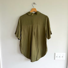 Load image into Gallery viewer, Nordstrom Short Sleeve Button Up Shirt Olive Burnt XS NWT
