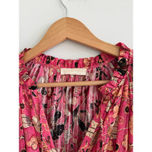 Load image into Gallery viewer, Ulla Johnson Sanna Floral Print Split Neck Mini Dress Pink 6

