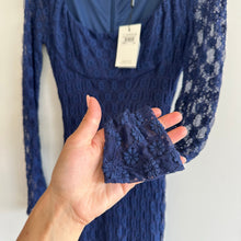 Load image into Gallery viewer, Bardot Adoni Floral Lace Long Sleeve Midi Dress Blue 8 NWT
