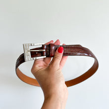 Load image into Gallery viewer, Ralph Lauren Leather Textured Logo Silver Buckle Belt Brown M
