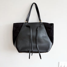 Load image into Gallery viewer, R.M Williams Signature Leather Suede Double Strap Tote Bag Black
