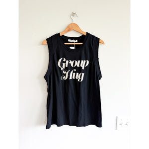Project Social T Graphic Print Crew Neck Muscle Tank Top Black L NWT