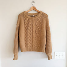 Load image into Gallery viewer, Free People Dream Cable-Knit Crew Neck Pullover Sweater Brown XS
