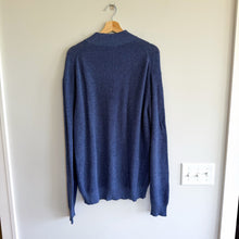 Load image into Gallery viewer, Peter Millar Wool Blend Ribbed Knit Mock Neck 1/4 Zip Pullover Sweater Blue XL
