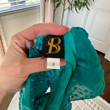 Load image into Gallery viewer, Anthropologie Sachin + Babi Flocked Speckle Silk Blend  Mini Dress Teal
