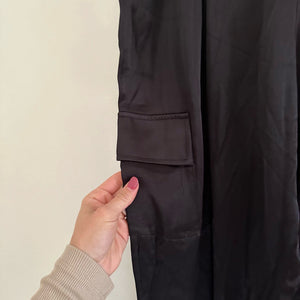 Boston Proper Charmeuse Cargo Satin Set Black L