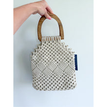 Load image into Gallery viewer, Tommy Bahama Macrame Wooden Top Handle Bag Cream NEW
