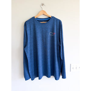 Vineyard Vines Performance Whale Outline Long Sleeve T-Shirt Blue XL