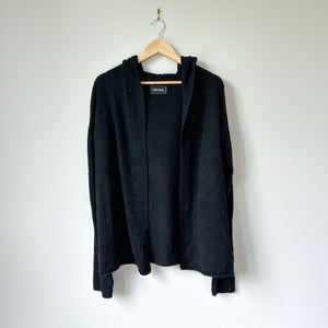 Zadig & Voltaire Cosany Rhinestone Embellished Hooded Cashmere Cardigan Black