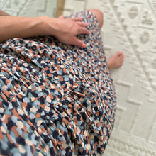 Load image into Gallery viewer, Whistles Silk Blend Terracotta Geometric Print Ruched Dress 4
