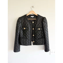 Load image into Gallery viewer, J. Society Quilted Vegan Leather Gold Button Front Casual Jacket Black M
