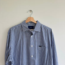 Load image into Gallery viewer, Faconnable Gingham Long Sleeve Cotton Button Up Shirt Blue XL
