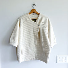 Load image into Gallery viewer, Anthropologie Bella Luxx Asymmetrical 3/4 Sleeve Quilted Jacket Cream XS NWT
