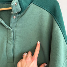 Load image into Gallery viewer, Free People Colorblock Snap Front Pullover Sweatshirt Green S
