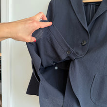Load image into Gallery viewer, Akris Punto Lightweight Textured Single-Breasted Layered Hem Blazer Jacket Black
