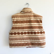 Load image into Gallery viewer, Thread &amp; Supply Issey Reversible Crop Fair Isle Pattern Vest Brown Cream S
