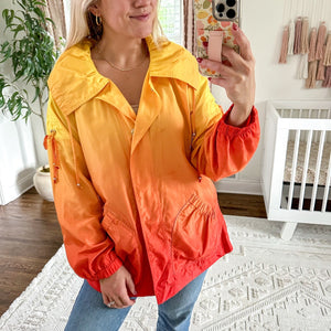 ST. JOHN SoCa Ombré Foldover Windbreaker Jacket Orange